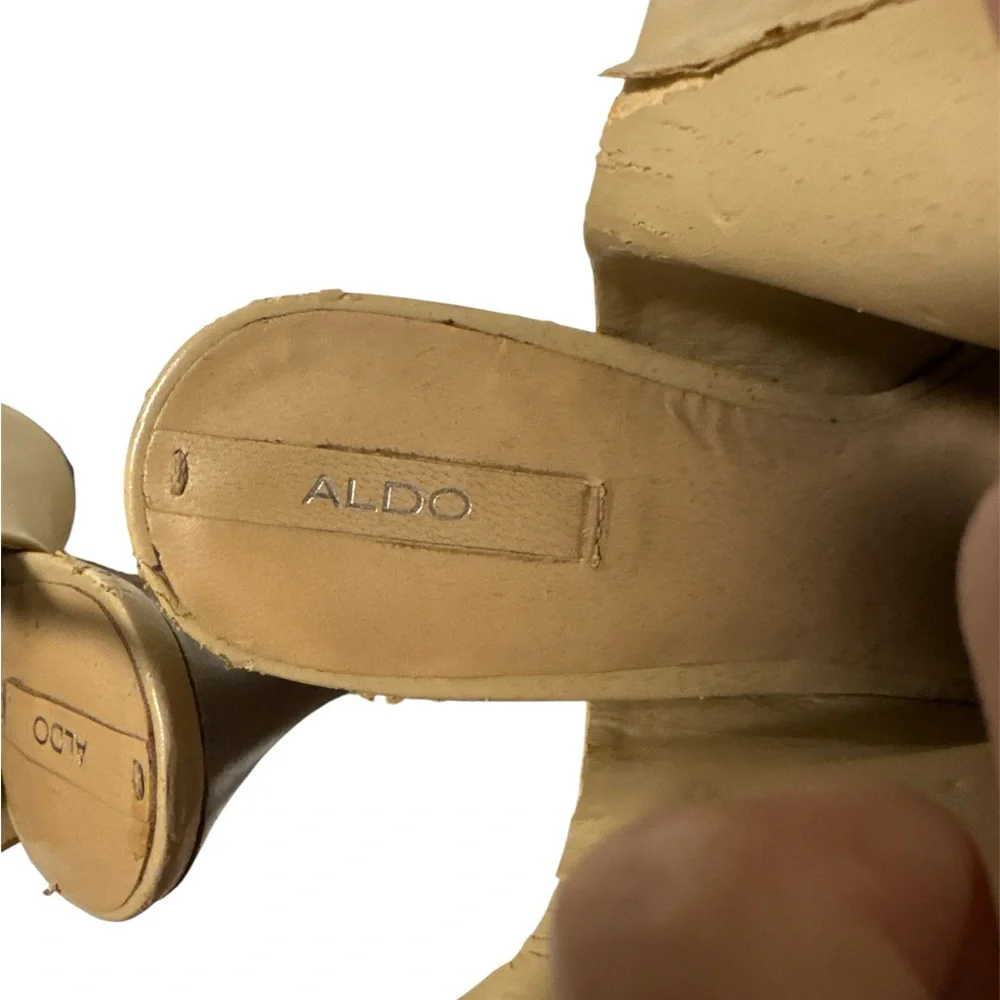 Aldo Cream Peep-Toe Wedges